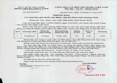 Mời báo giá thuốc của bệnh viện (86)