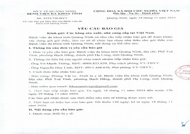 Thông báo báo giá máy thở của Bệnh viện Đa khoa tỉnh Quảng Ninh (3323)