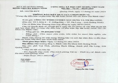 Thông báo kết quả lựa chọn đơn vị (102)