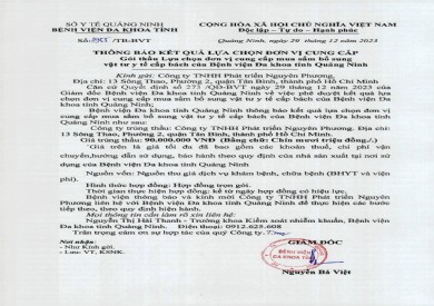 Thông báo kết quả lựa chọn đơn vị cung cấp (3955)