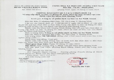 Thông báo kết quả lựa chọn đơn vị (3945)