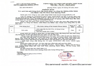 Mời báo giá hàng hoá cấp bách phục vụ công tác khám chữa bệnh (845)