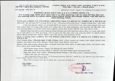 Thông báo kết quả lựa chọn đơn vị (429)