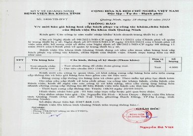 Mời báo giá hàng hoá cấp bách phục vụ công tác khám chữa bệnh (1406)