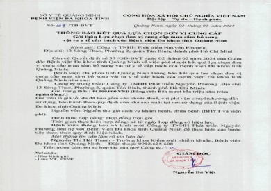 Thông báo kết quả lựa chọn đơn vị cung cấp (337)