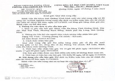 Mời tham gia chào giá Dịch vụ kiểm toán báo cáo tài chính cho năm tài chính kết thúc ngày 31/12/2023 (751)