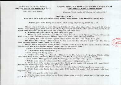 Mời báo giá mua sắm bơm, kim tiêm, dây truyền, găng tay (512)