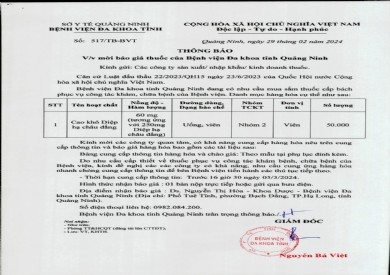 Mời báo giá thuốc của bệnh viện (517)