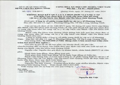 Thông báo kết quả lựa chọn đơn vị (494)