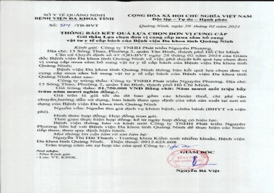 Thông báo kết quả lựa chọn đơn vị (514)