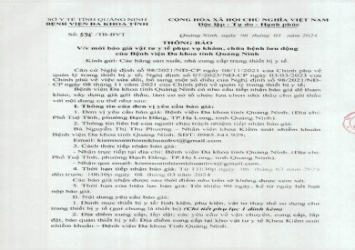 Mời báo giá vật tư y tế phục vụ khám, chữa bệnh lưu động của bệnh viện (598)