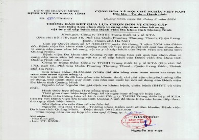 Thông báo kết quả lựa chọn (588)