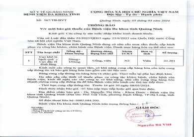 Mời báo giá thuốc của bệnh viện (567)