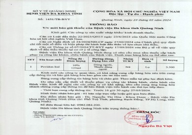 Mời báo giá thuốc của bệnh viện (1451)