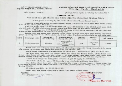Mời báo giá thuốc của bệnh viện (1483)