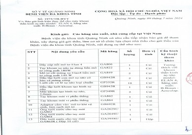 Thông báo báo giá linh kiện thay thế cho máy khoan thần kinh sọ não (1975)