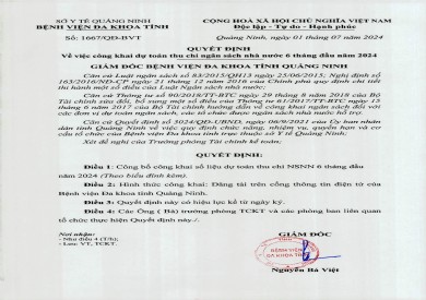 Quyết định về việc công khai dự toán thu chi ngân sách nhà nước 6 tháng đầu năm 2024